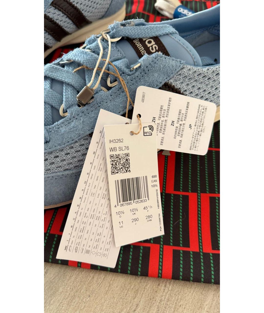 WALES BONNER Голубые замшевые низкие кроссовки / кеды, фото 7