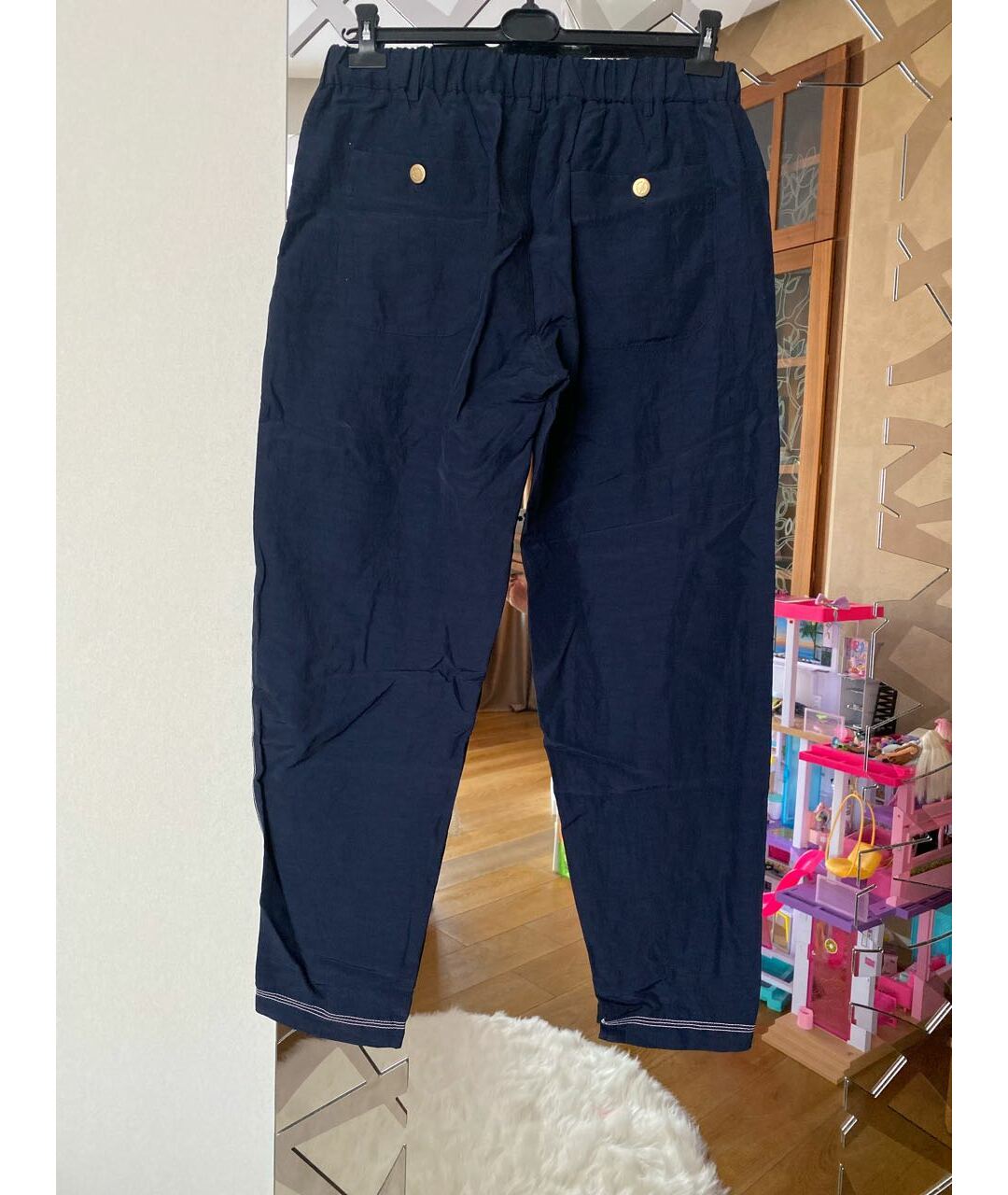 GIORGIO ARMANI Темно-синие вискозные повседневные брюки, фото 2
