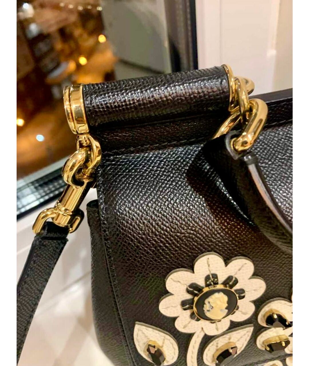 DOLCE&GABBANA Черная кожаная сумка тоут, фото 5