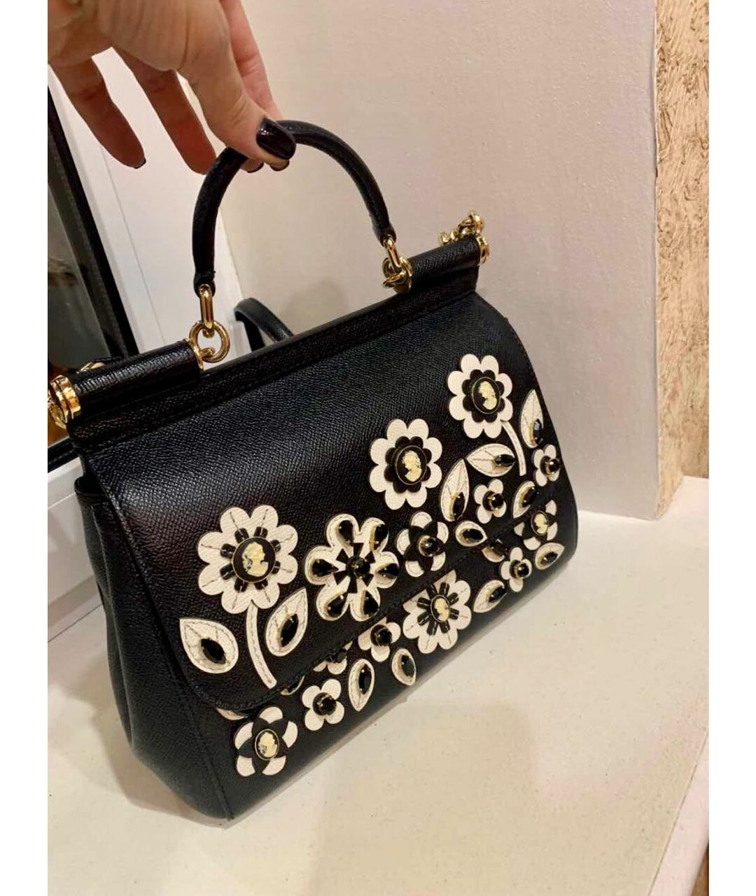 DOLCE&GABBANA Черная кожаная сумка тоут, фото 2