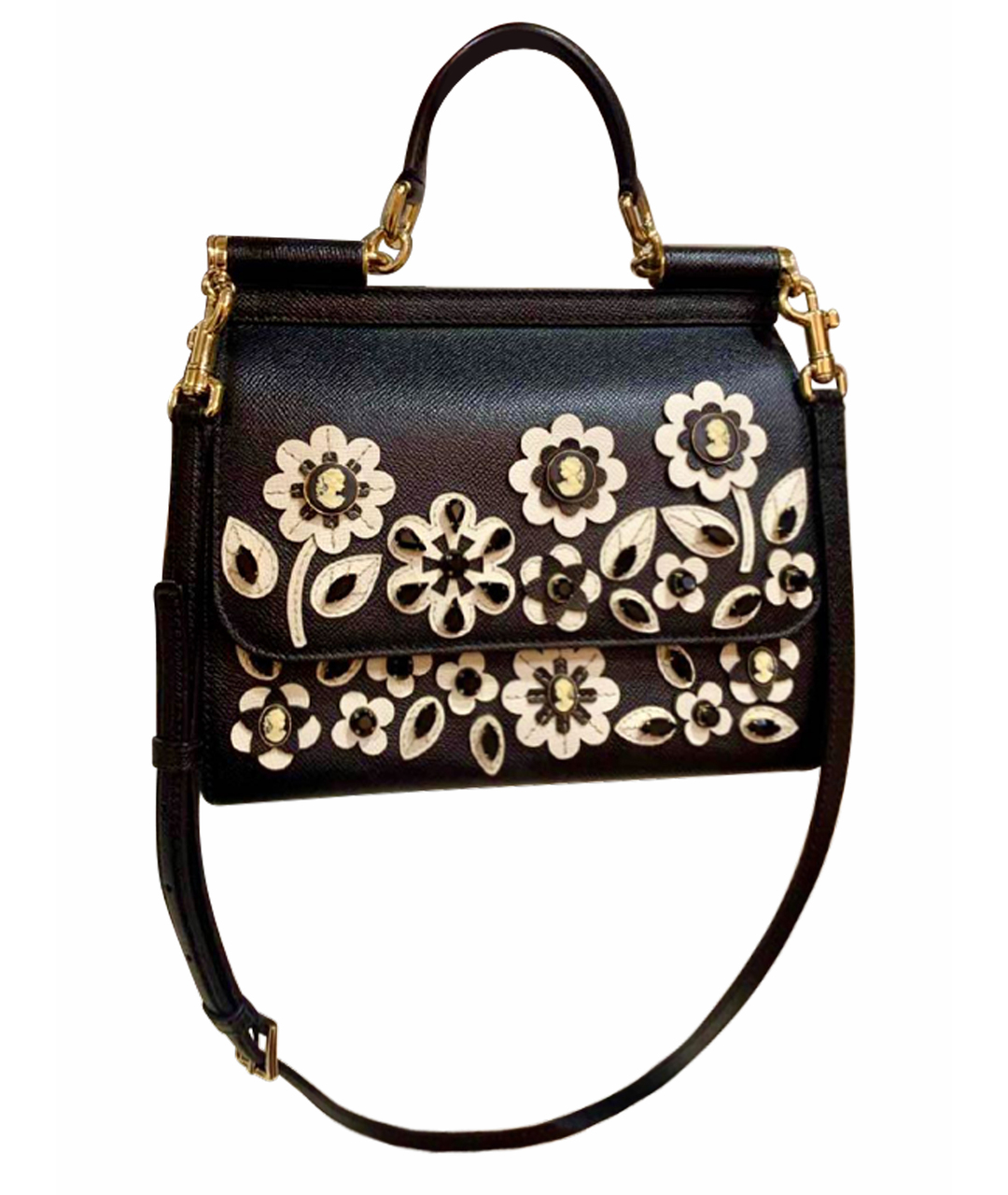 DOLCE&GABBANA Черная кожаная сумка тоут, фото 1