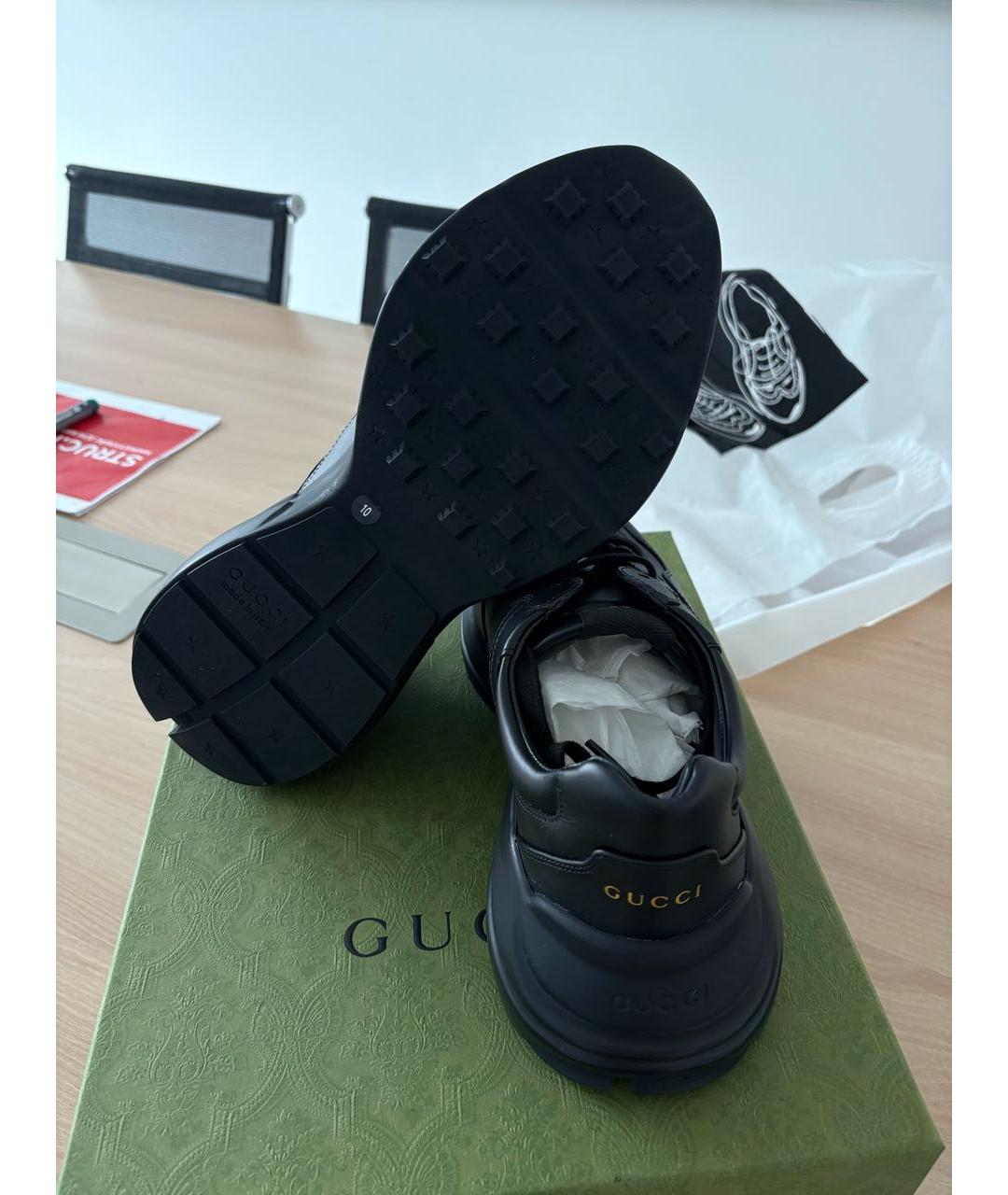 GUCCI Черные текстильные высокие кроссовки / кеды, фото 4