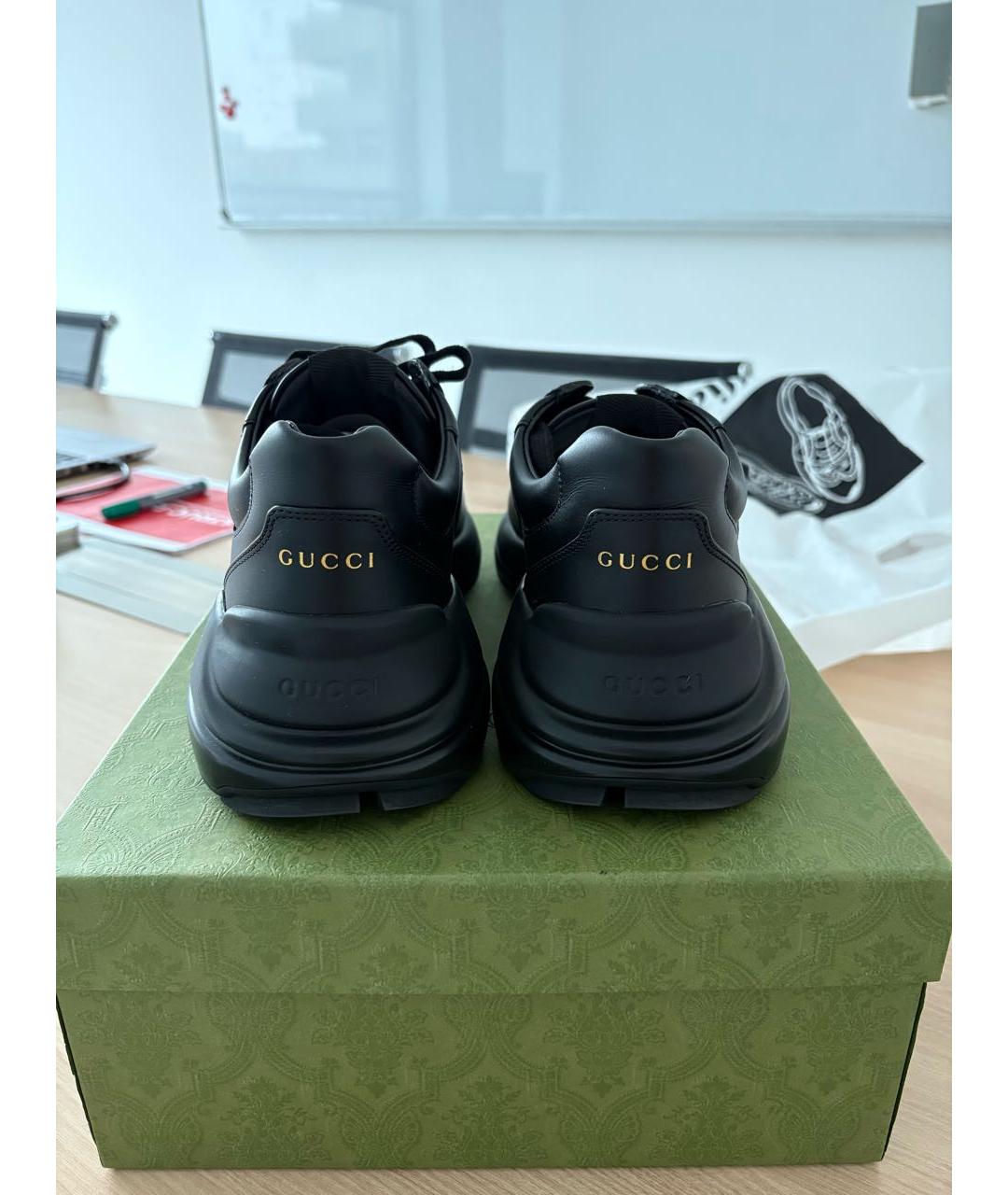 GUCCI Черные текстильные высокие кроссовки / кеды, фото 3