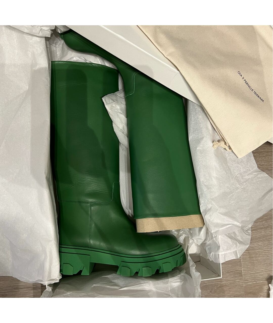 GIA COUTURE Зеленые кожаные сапоги, фото 6