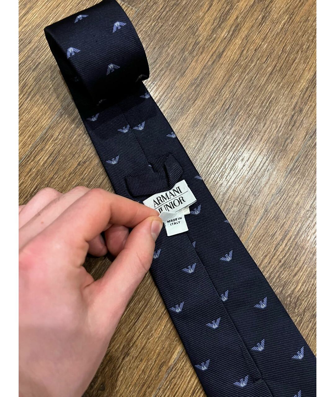 ARMANI JUNIOR Темно-синий шелковый галстук, фото 4