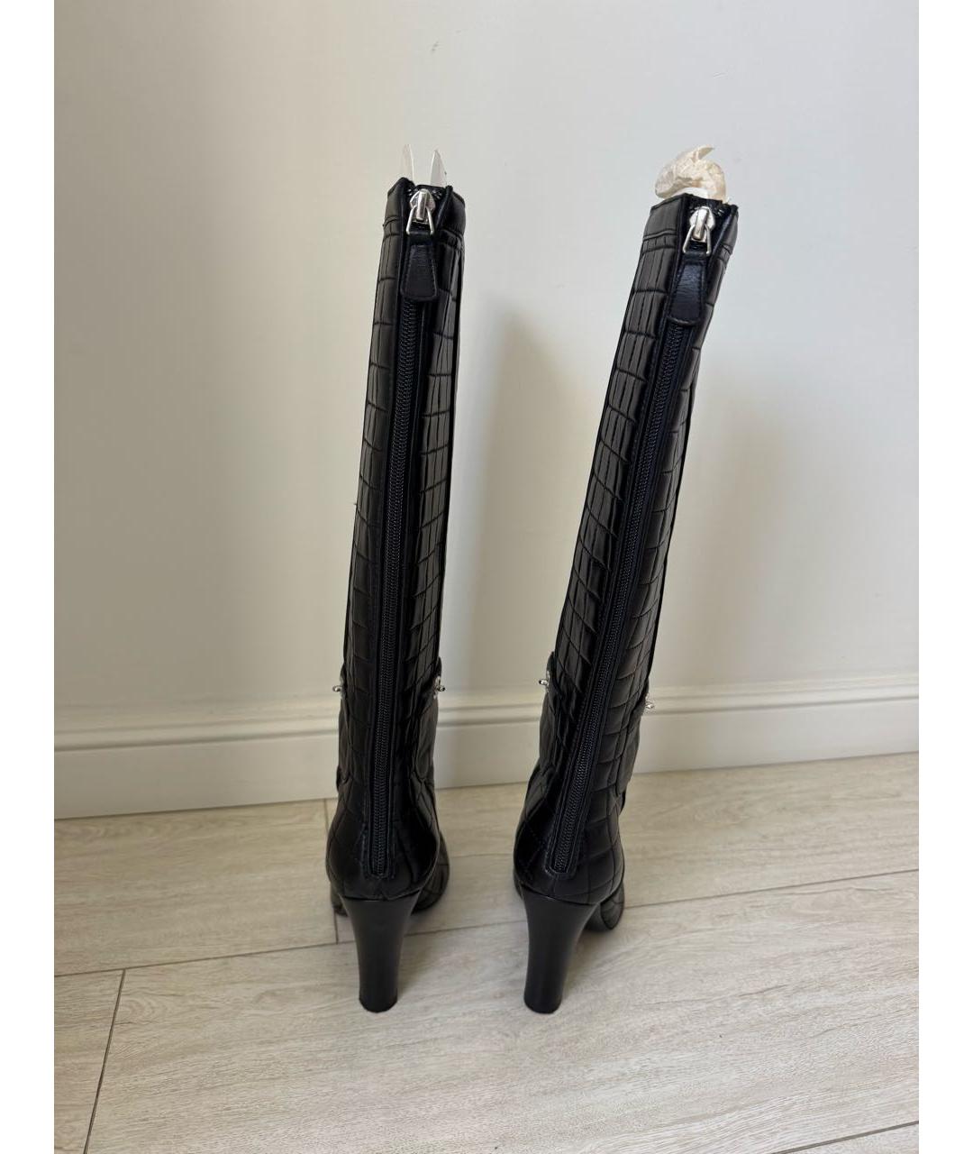 CHANEL Черные кожаные сапоги, фото 7