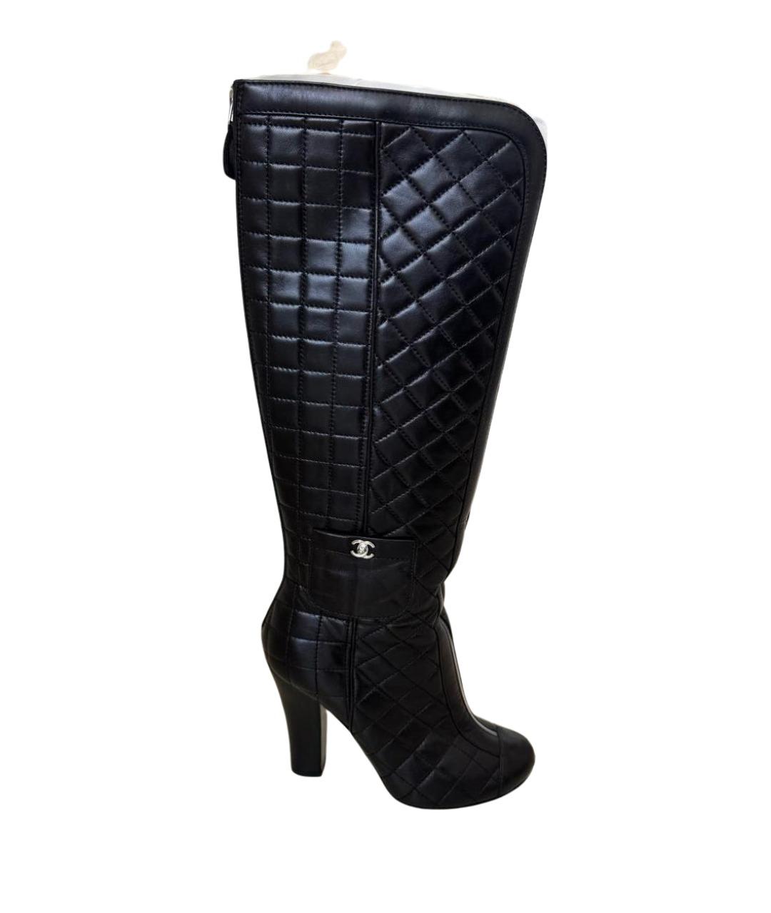 CHANEL Черные кожаные сапоги, фото 10