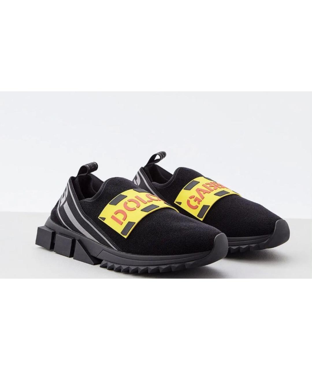 DOLCE&GABBANA Черные текстильные низкие кроссовки / кеды, фото 8