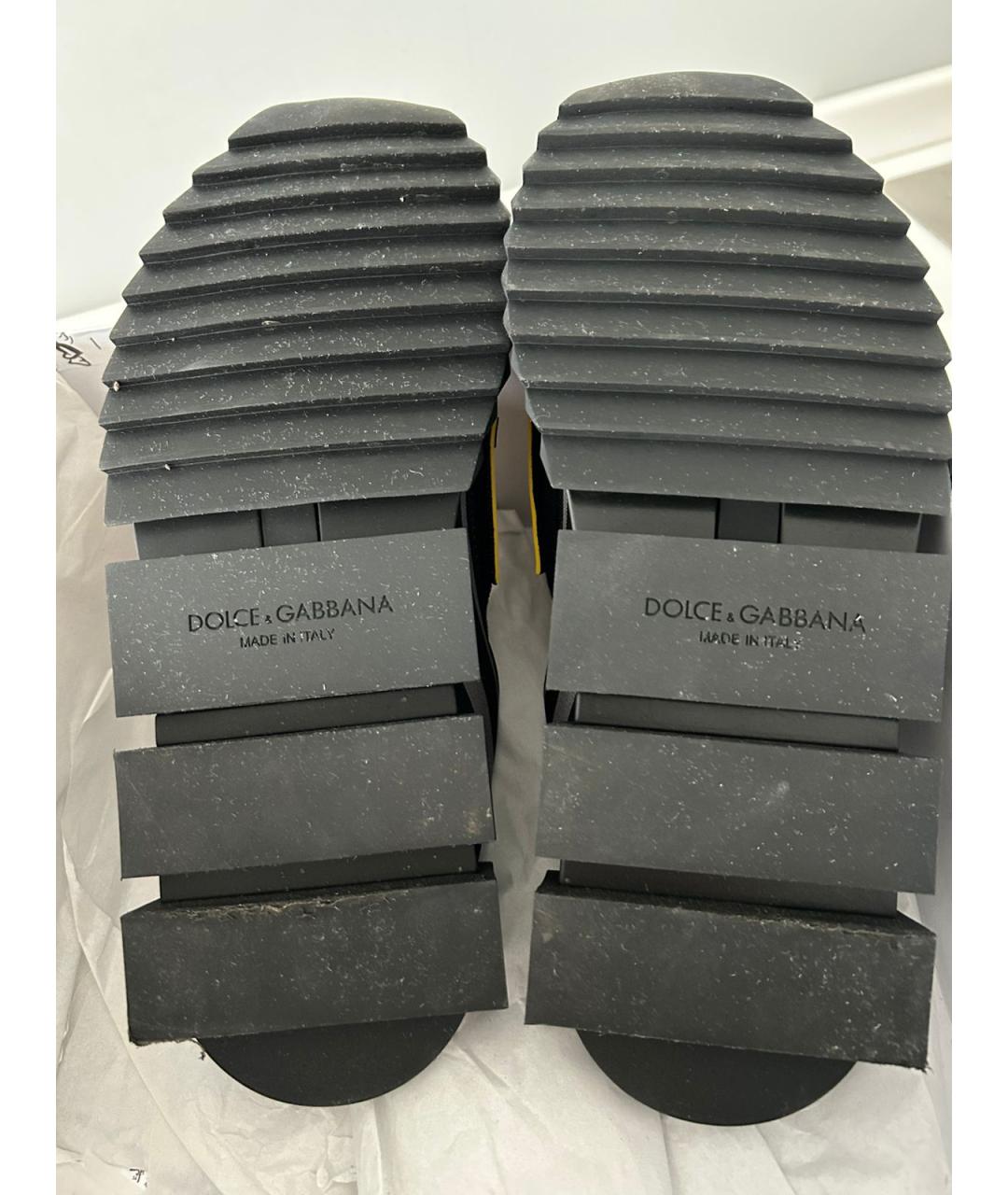 DOLCE&GABBANA Черные текстильные низкие кроссовки / кеды, фото 5