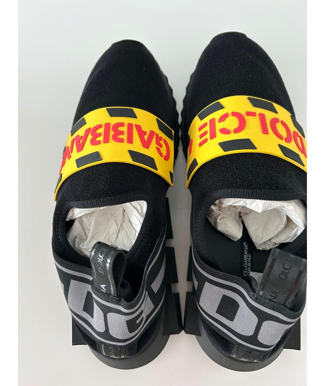 DOLCE&GABBANA Черные текстильные низкие кроссовки / кеды, фото 3