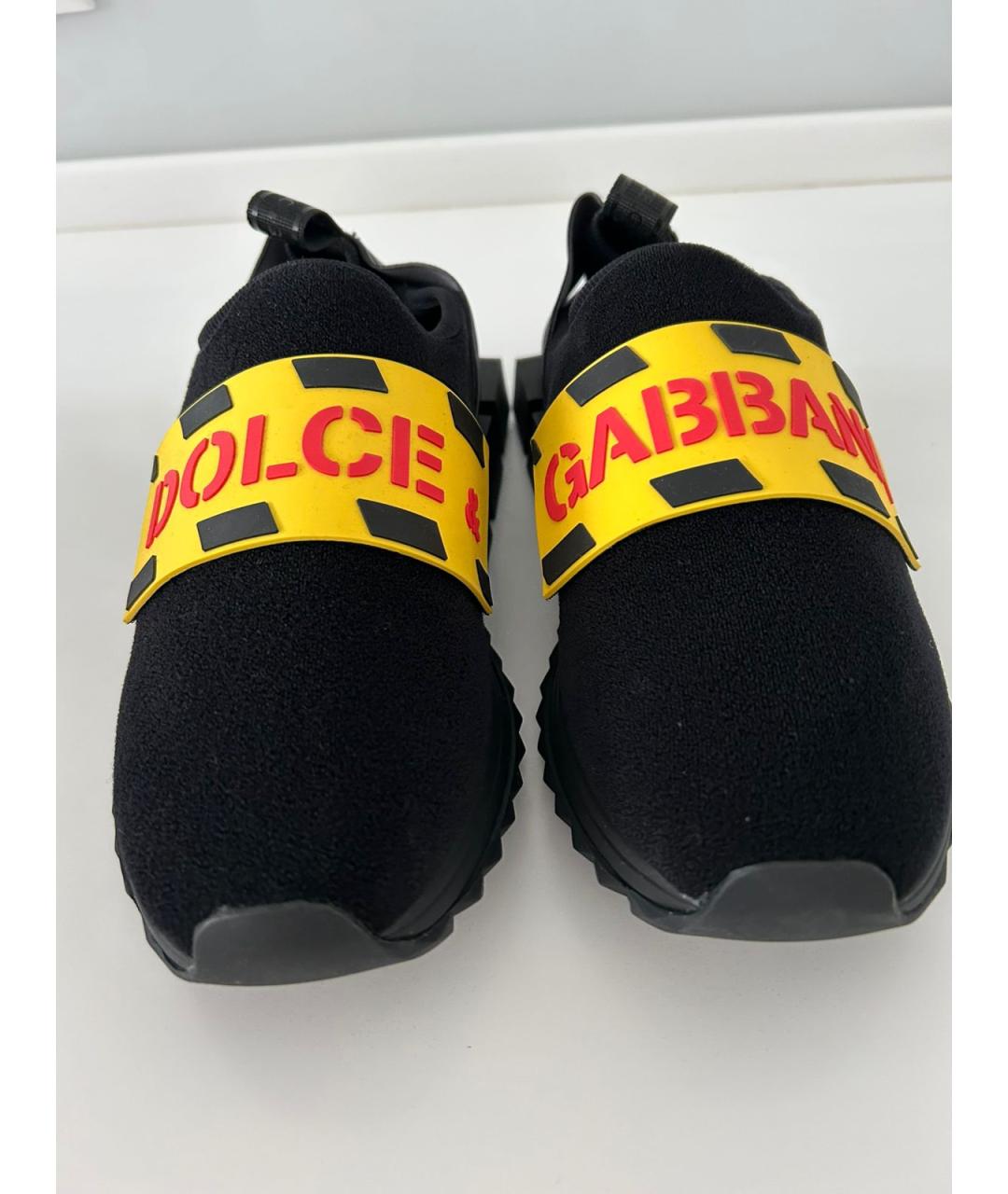 DOLCE&GABBANA Черные текстильные низкие кроссовки / кеды, фото 2