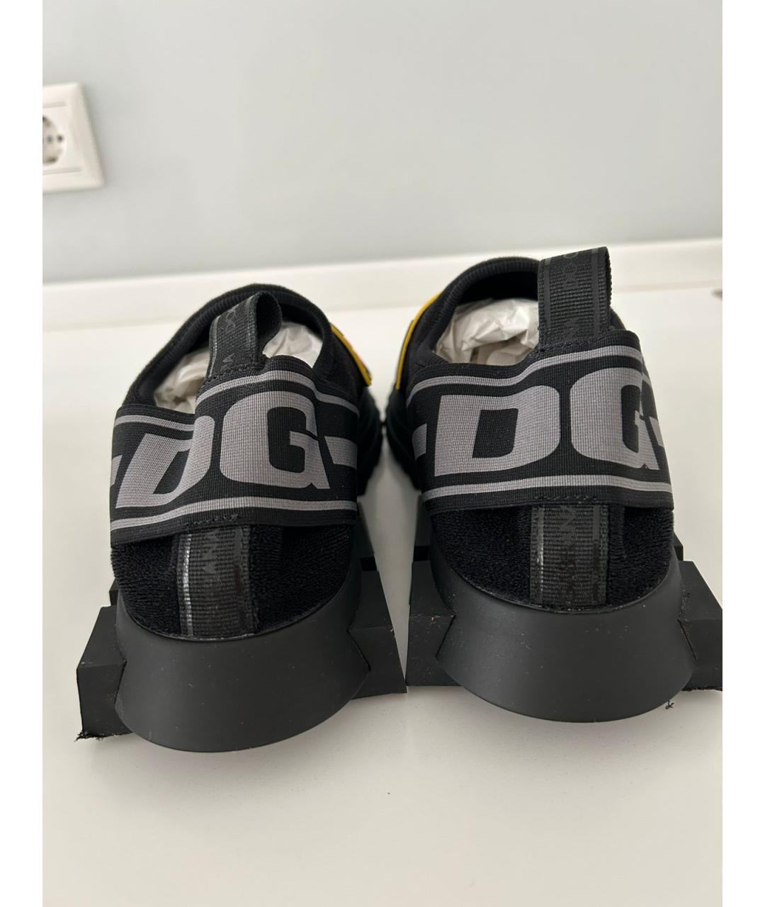 DOLCE&GABBANA Черные текстильные низкие кроссовки / кеды, фото 4