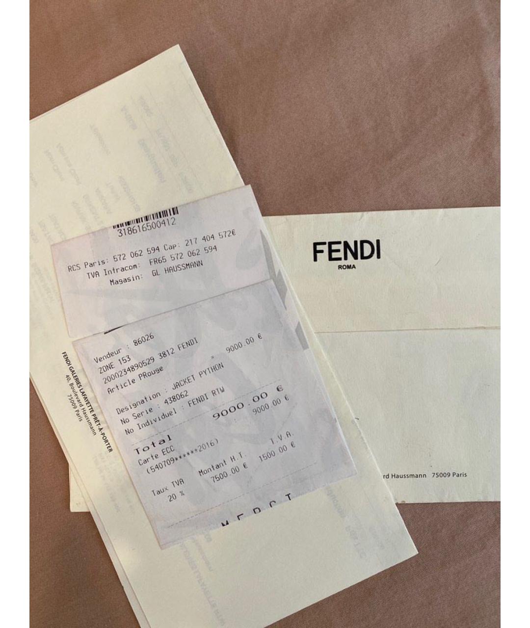 FENDI Бежевый жакет/пиджак из экзотической кожи, фото 5