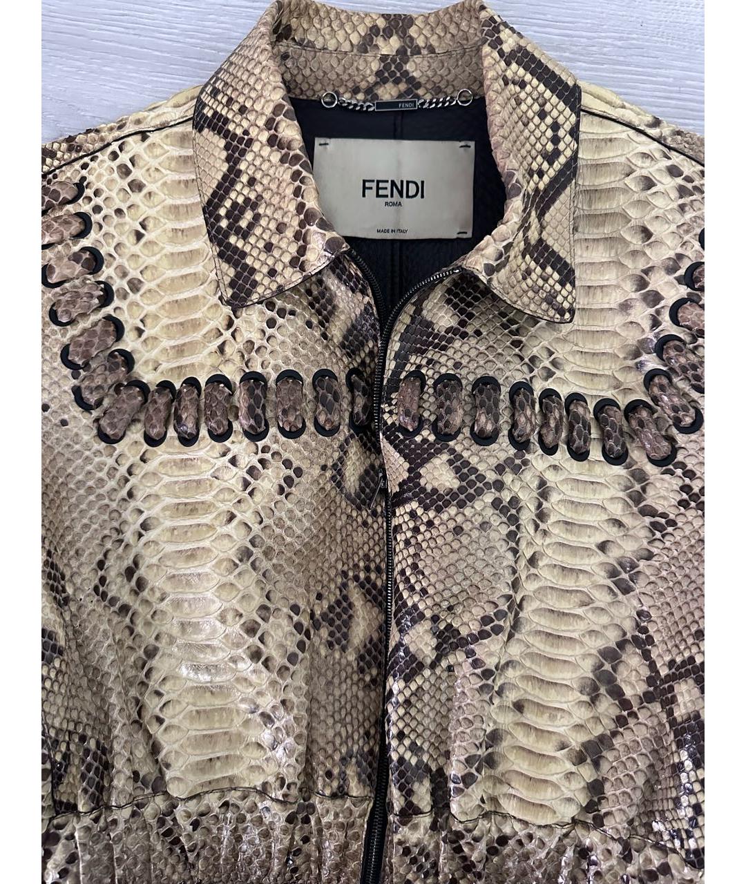 FENDI Бежевый жакет/пиджак из экзотической кожи, фото 4