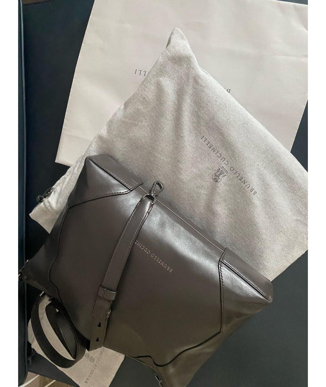 BRUNELLO CUCINELLI Хаки кожаная сумка через плечо, фото 6