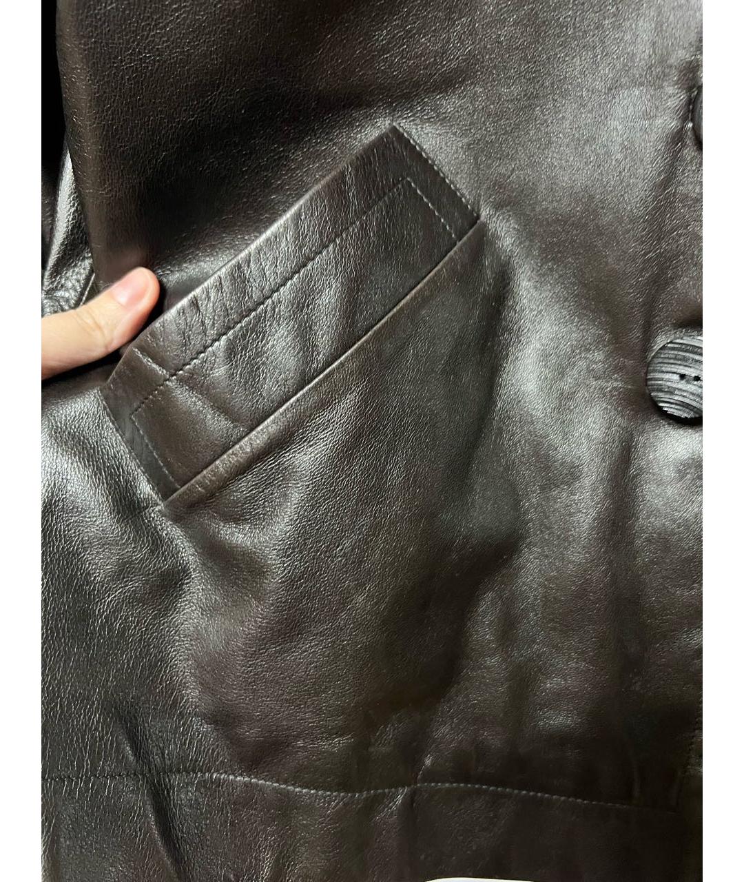 SAINT LAURENT Коричневая кожаная куртка, фото 6