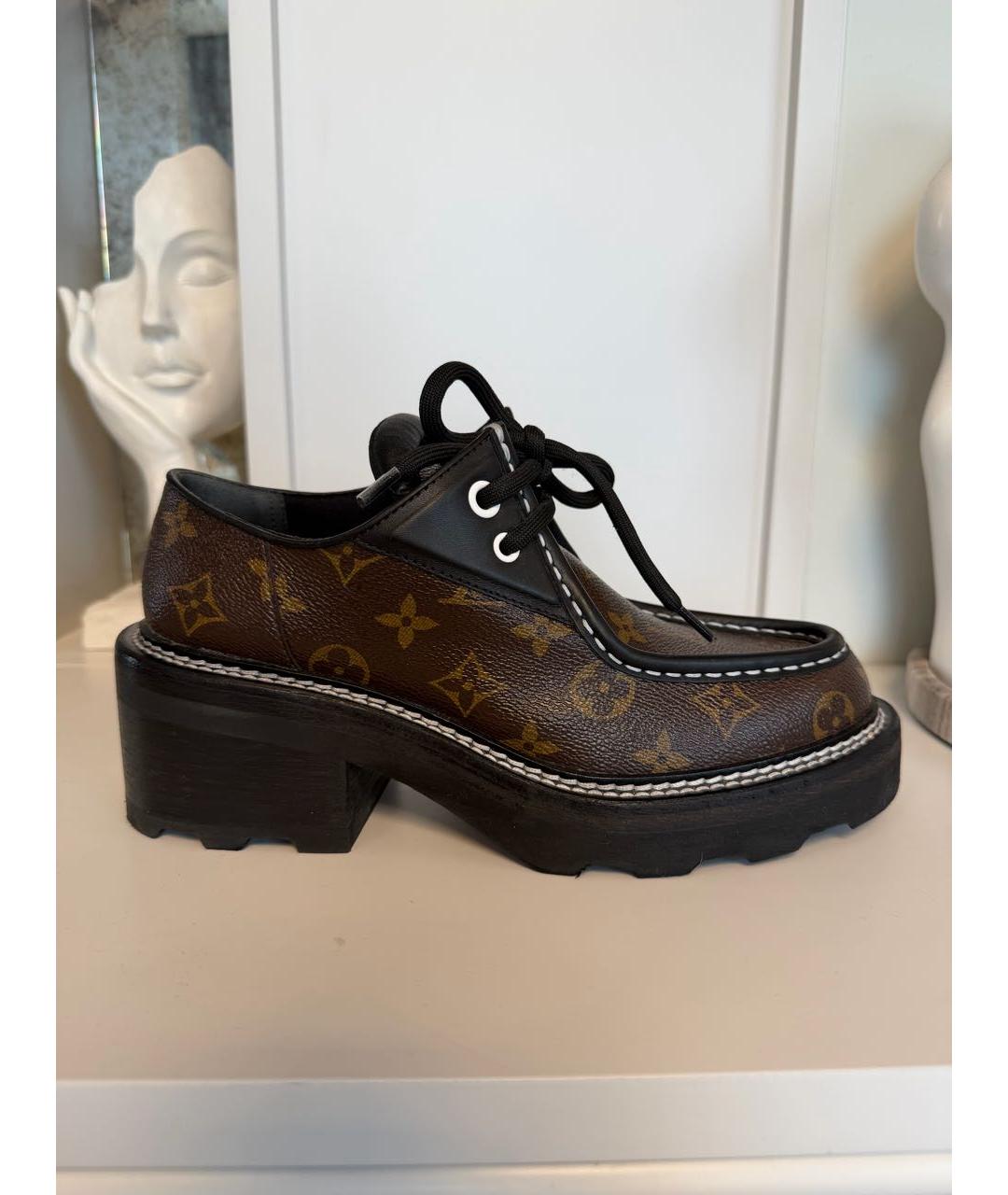 LOUIS VUITTON Коричневые кожаные ботинки, фото 7