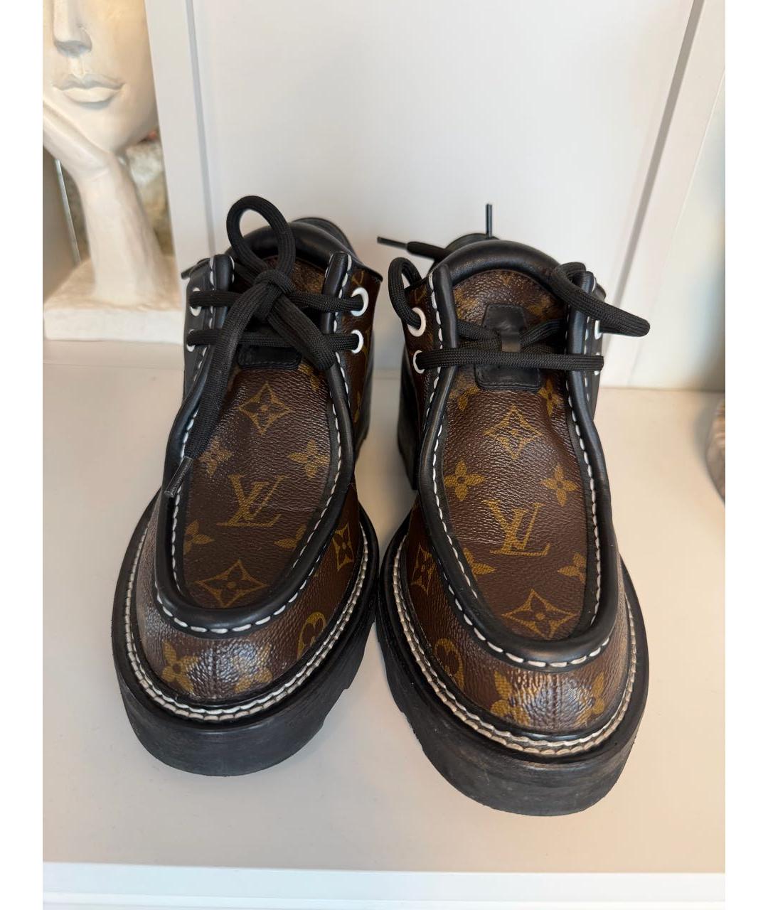 LOUIS VUITTON Коричневые кожаные ботинки, фото 2