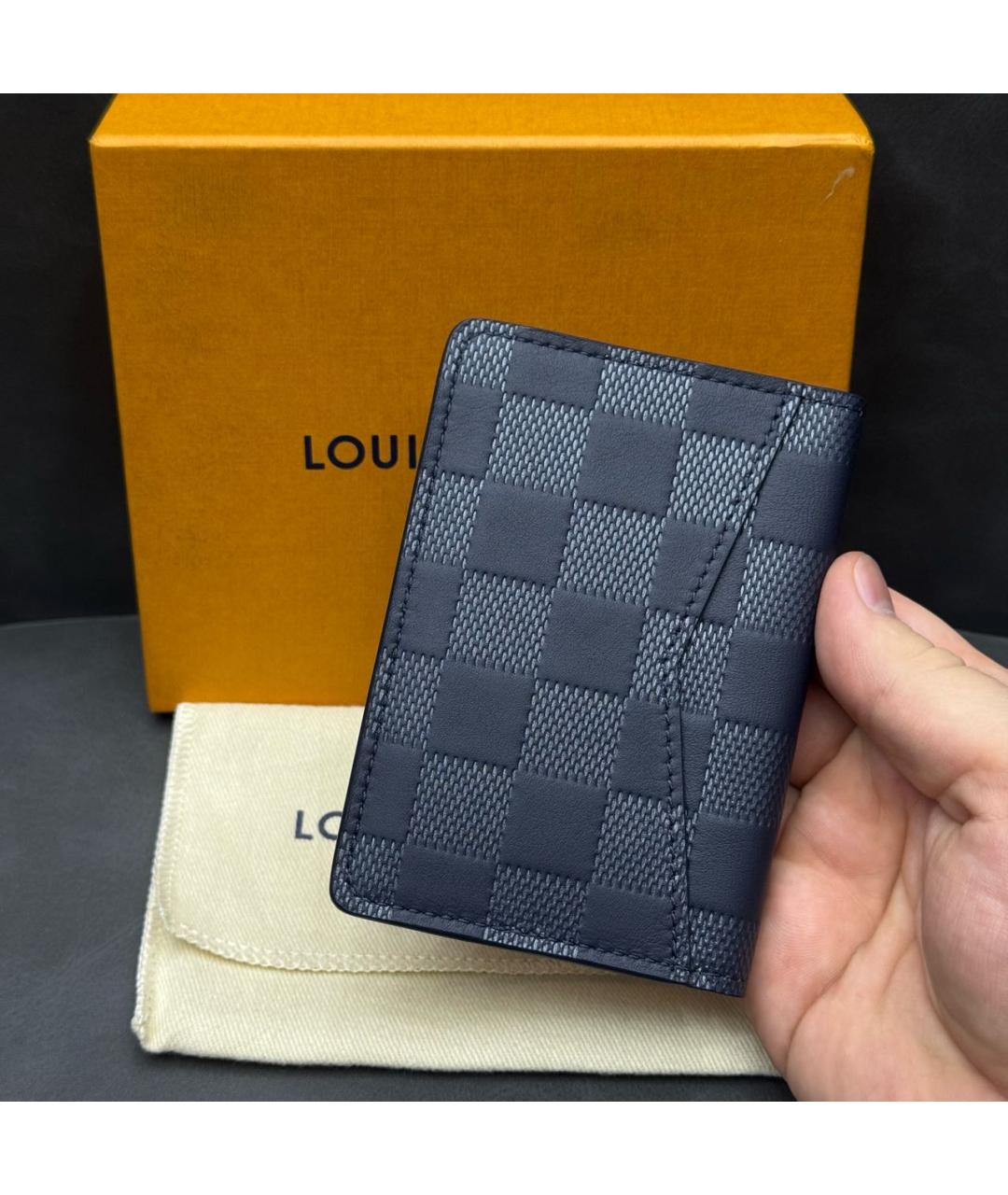 LOUIS VUITTON Черный кожаный кардхолдер, фото 2