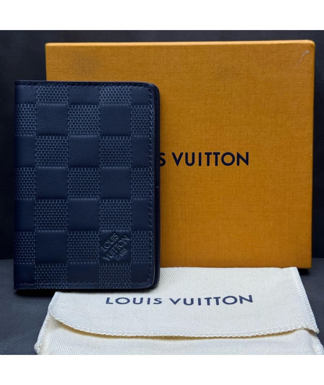 LOUIS VUITTON Черный кожаный кардхолдер, фото 4