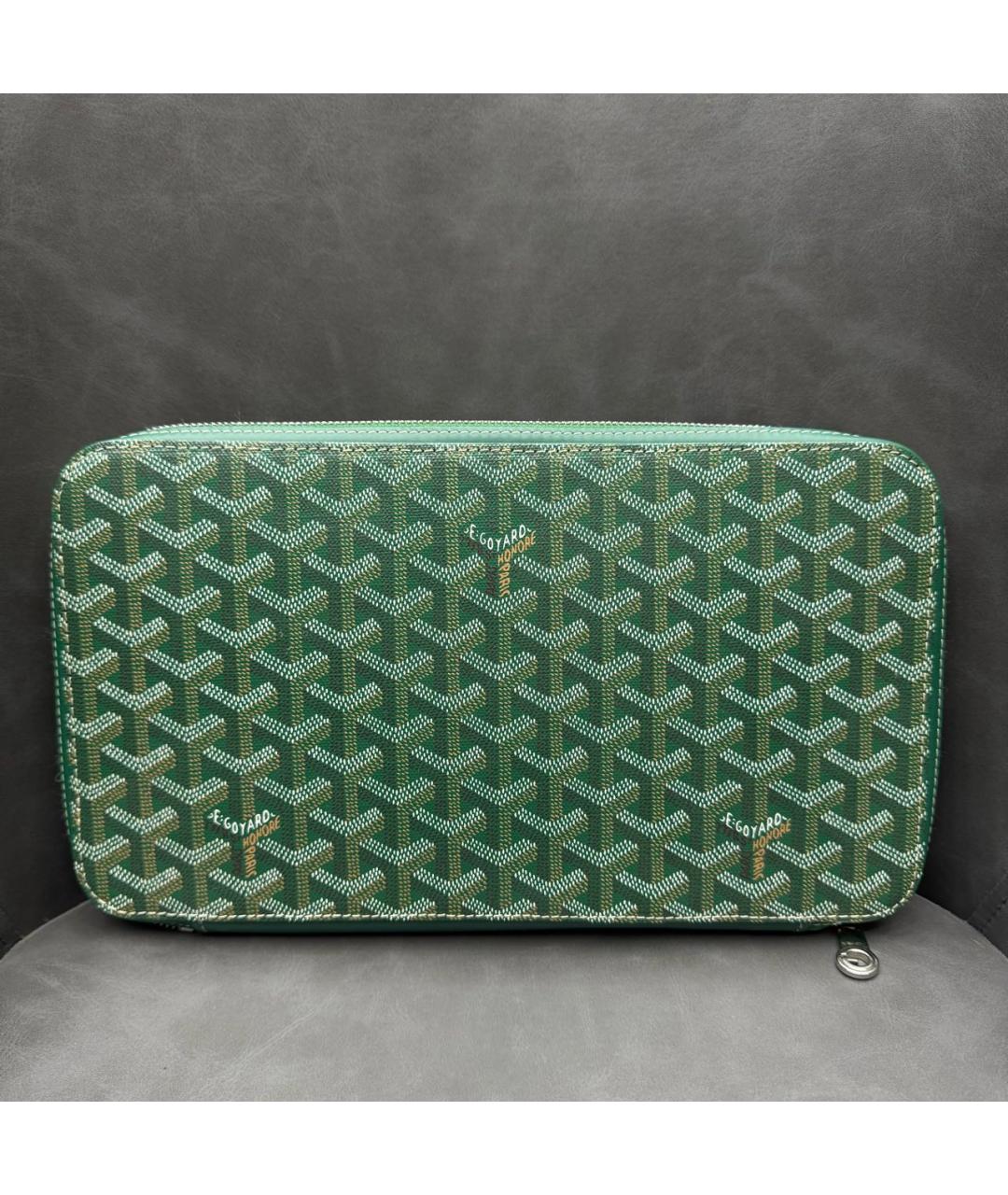 GOYARD Зеленый кожаный кошелек, фото 2