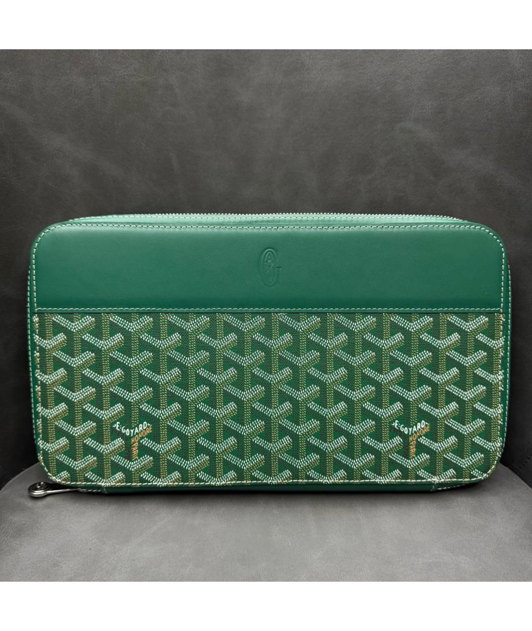 GOYARD Зеленый кожаный кошелек, фото 5