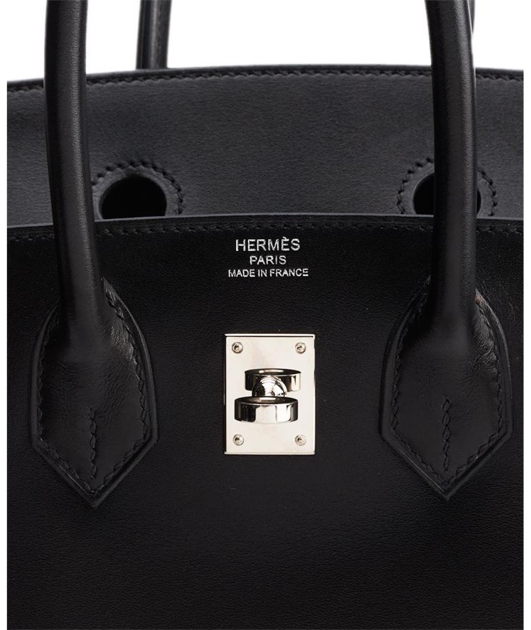HERMES Черная кожаная сумка с короткими ручками, фото 4