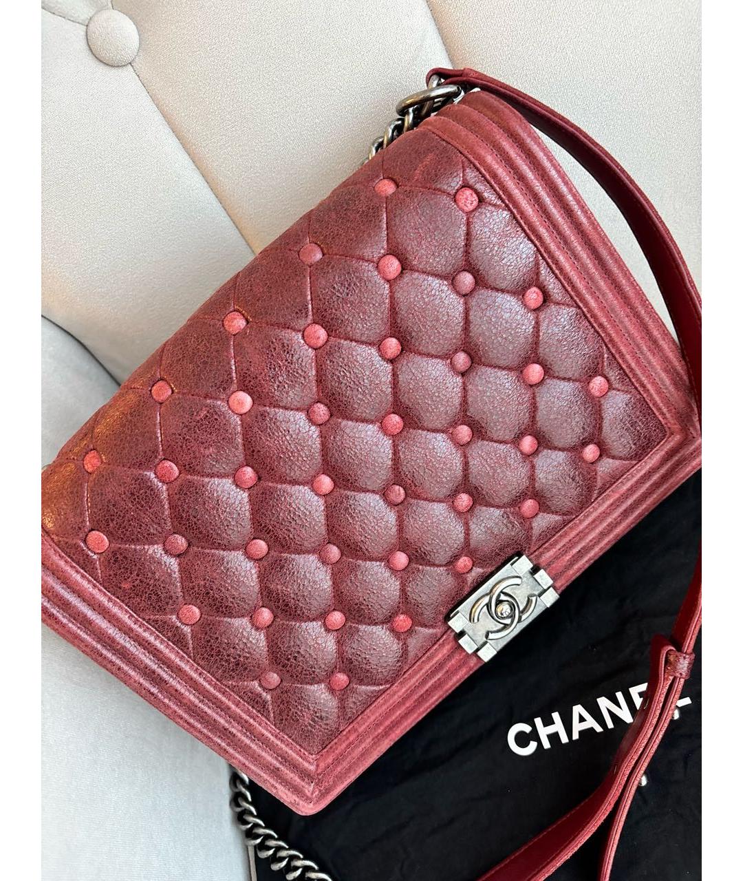 CHANEL Бордовая кожаная сумка через плечо, фото 2