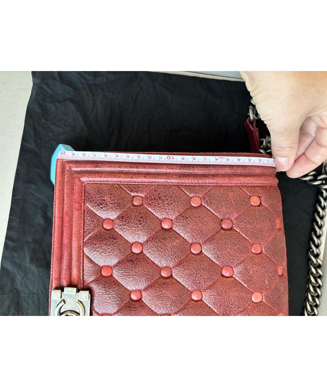 CHANEL Бордовая кожаная сумка через плечо, фото 7