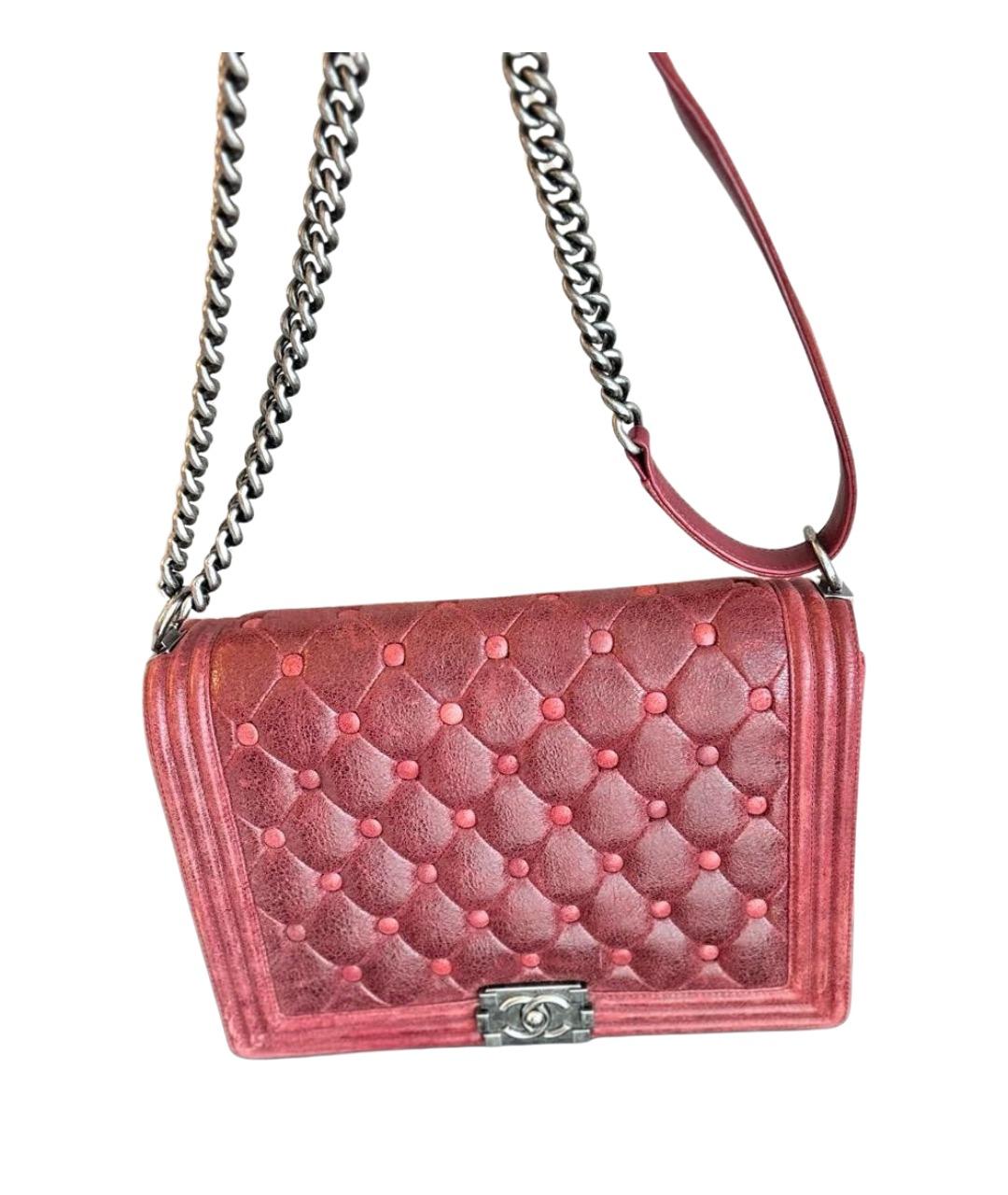 CHANEL Бордовая кожаная сумка через плечо, фото 1