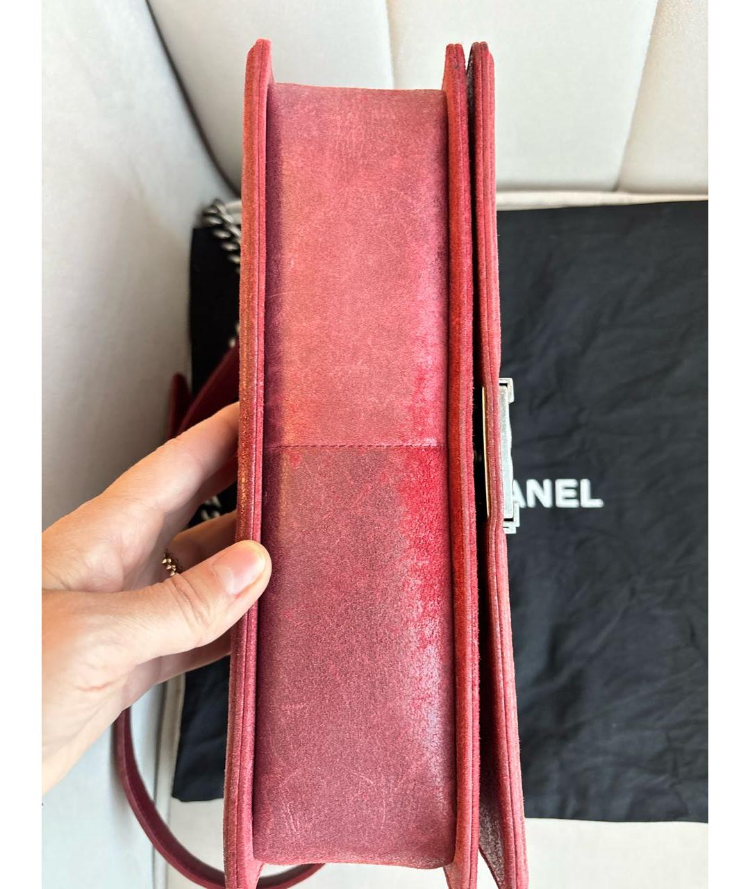 CHANEL Бордовая кожаная сумка через плечо, фото 4