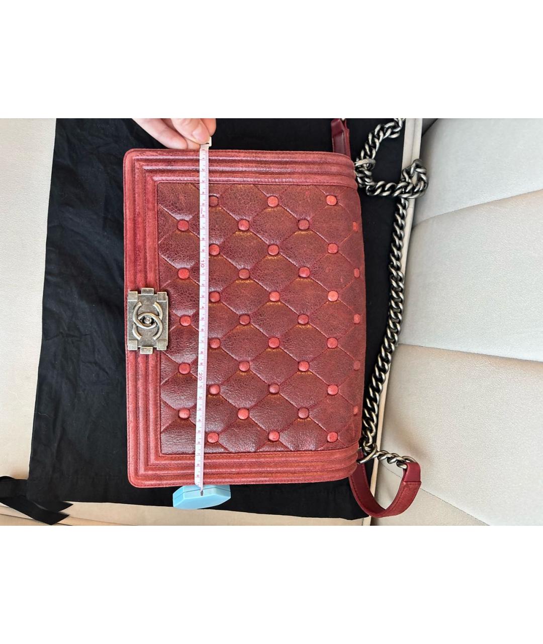 CHANEL Бордовая кожаная сумка через плечо, фото 6