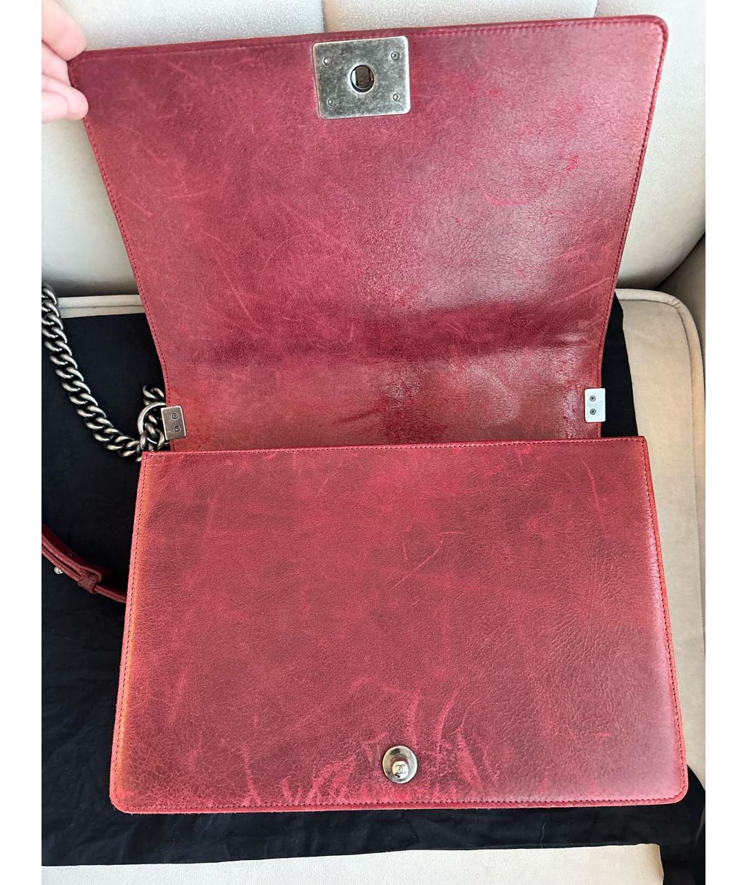 CHANEL Бордовая кожаная сумка через плечо, фото 5