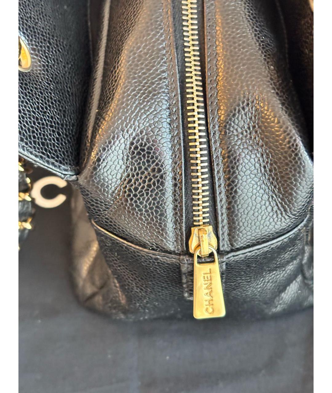 CHANEL Черная кожаная сумка тоут, фото 5