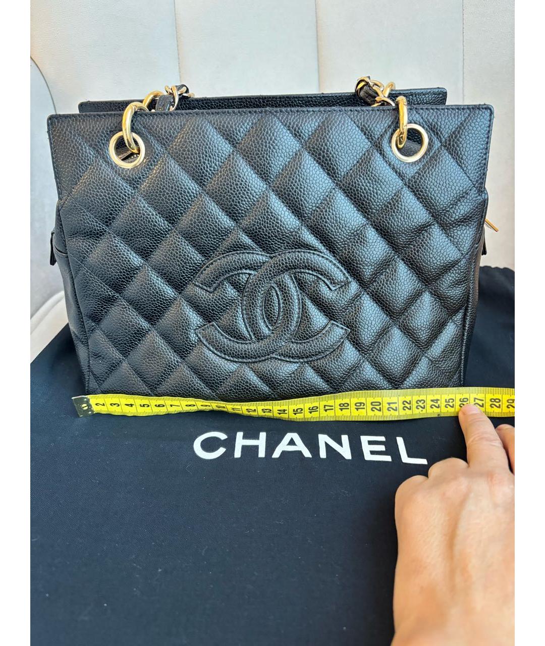 CHANEL Черная кожаная сумка тоут, фото 3
