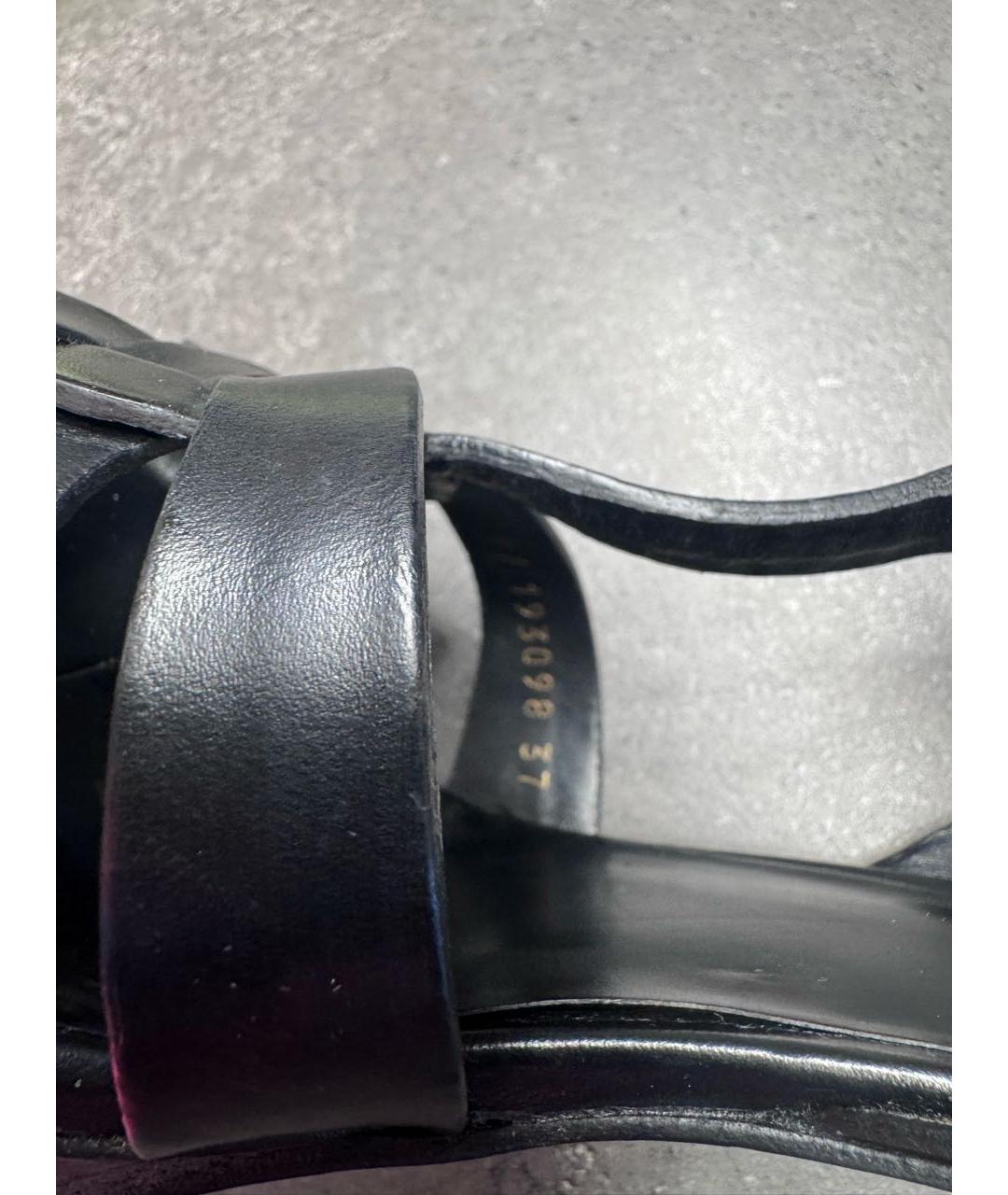 SAINT LAURENT Черные кожаные босоножки, фото 7