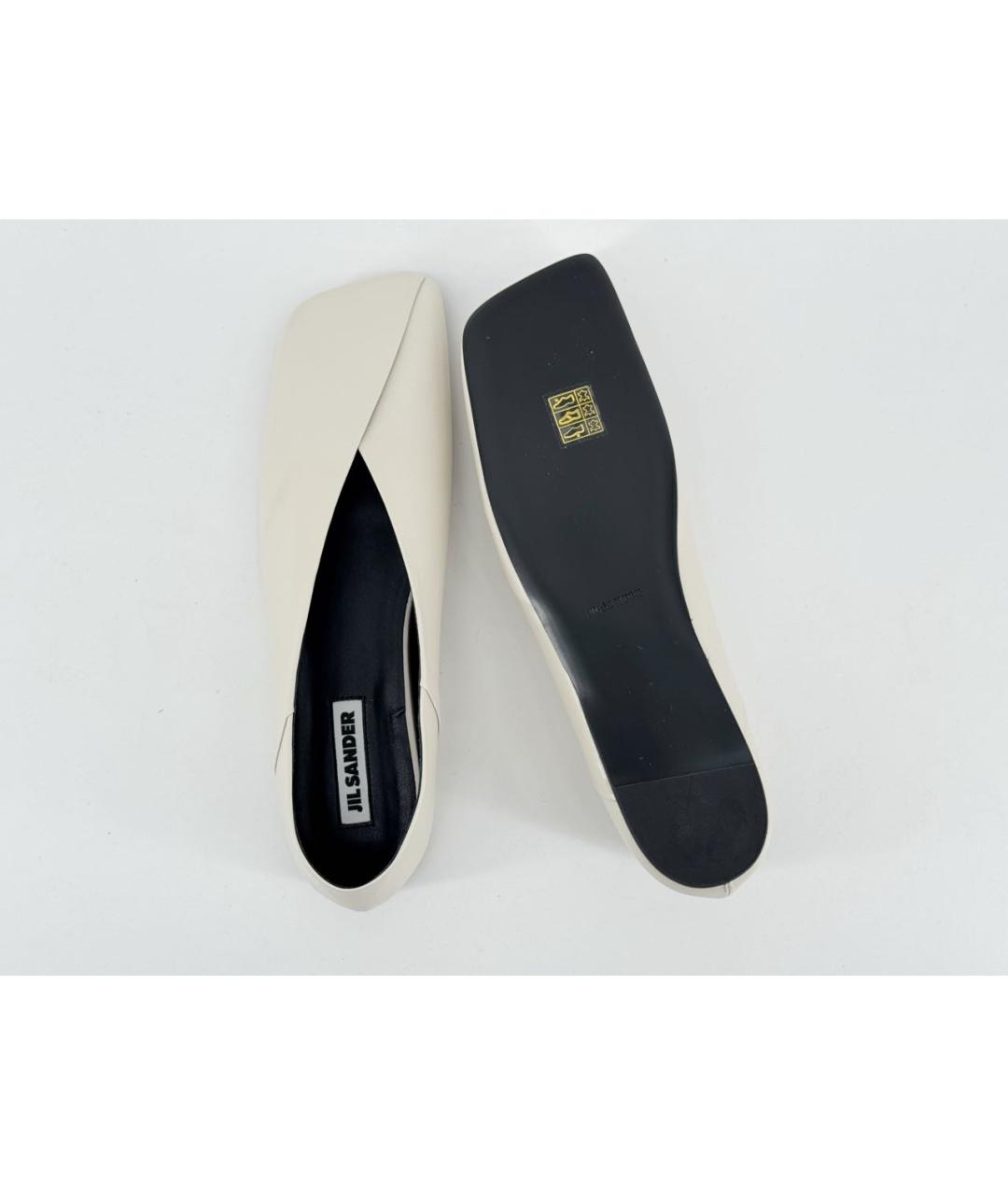 JIL SANDER Бежевые кожаные балетки, фото 6