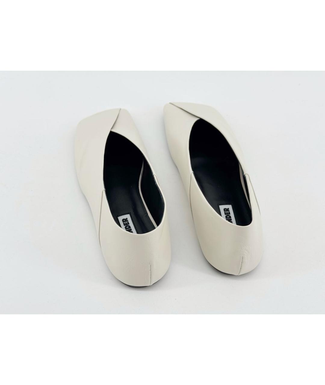 JIL SANDER Бежевые кожаные балетки, фото 4
