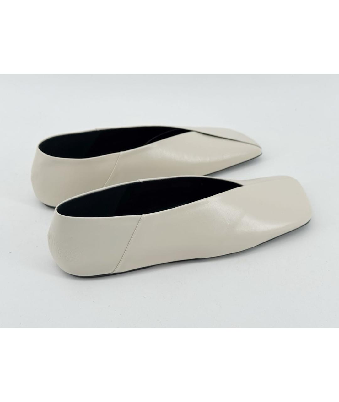 JIL SANDER Бежевые кожаные балетки, фото 7