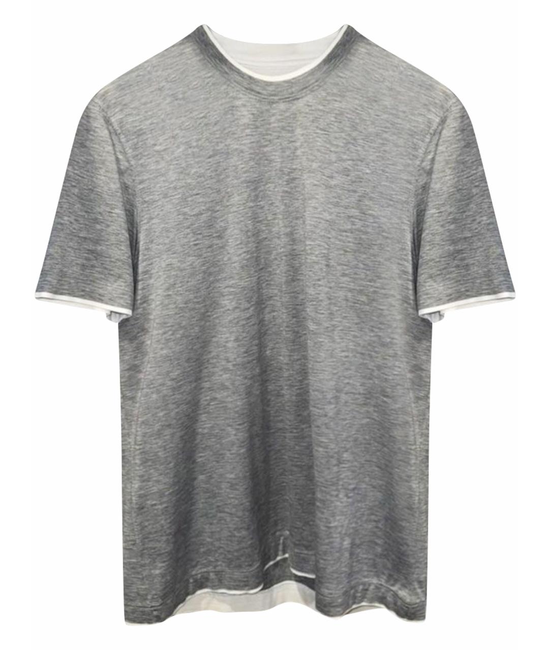 BRUNELLO CUCINELLI Антрацитовая хлопковая футболка, фото 1