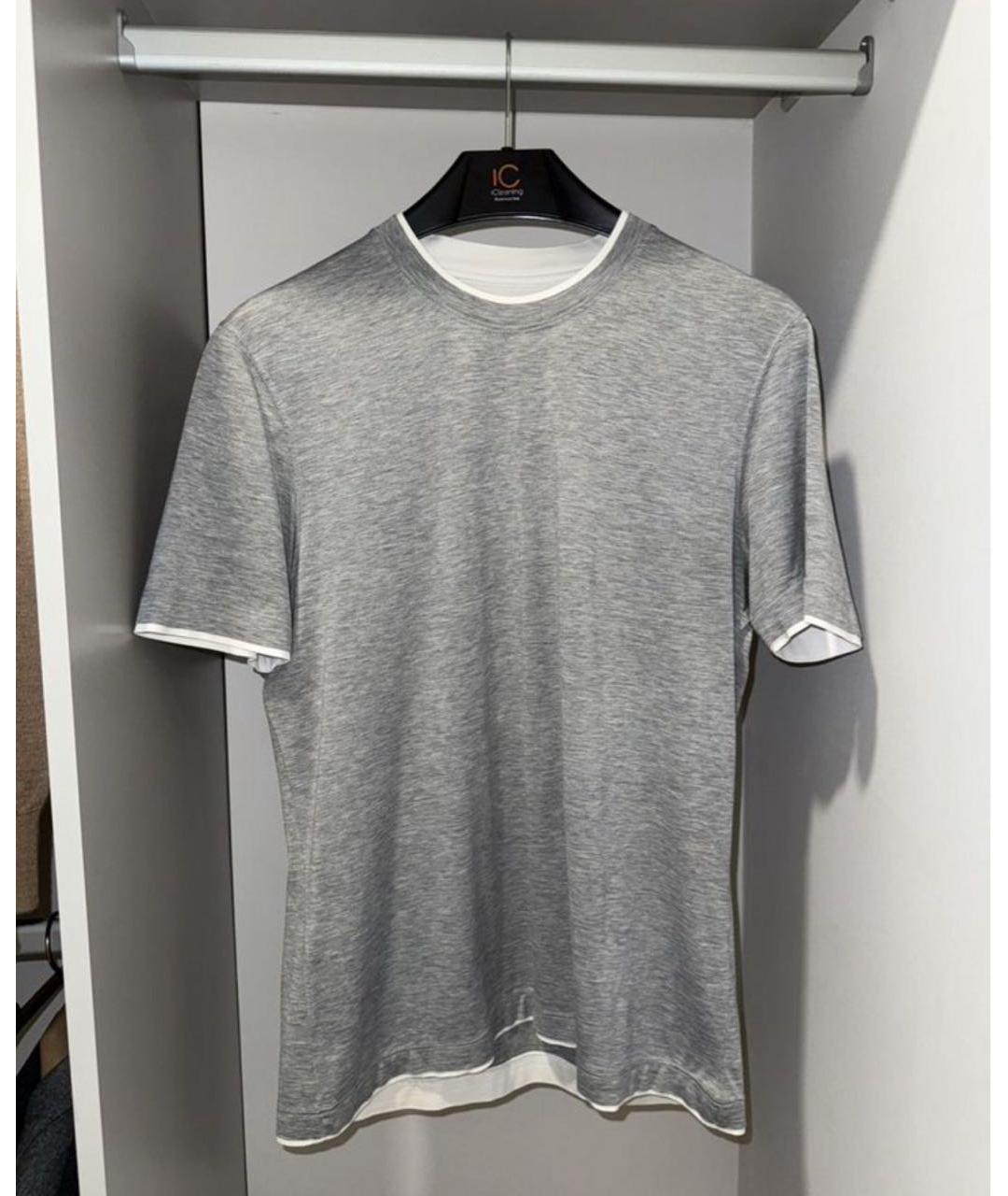 BRUNELLO CUCINELLI Антрацитовая хлопковая футболка, фото 3