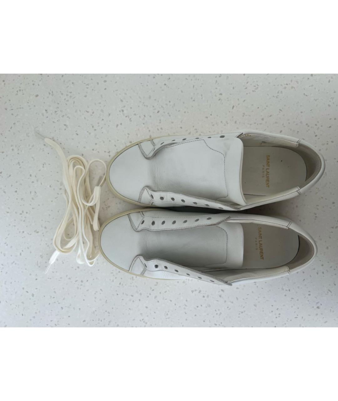 SAINT LAURENT Белые кожаные кеды, фото 2