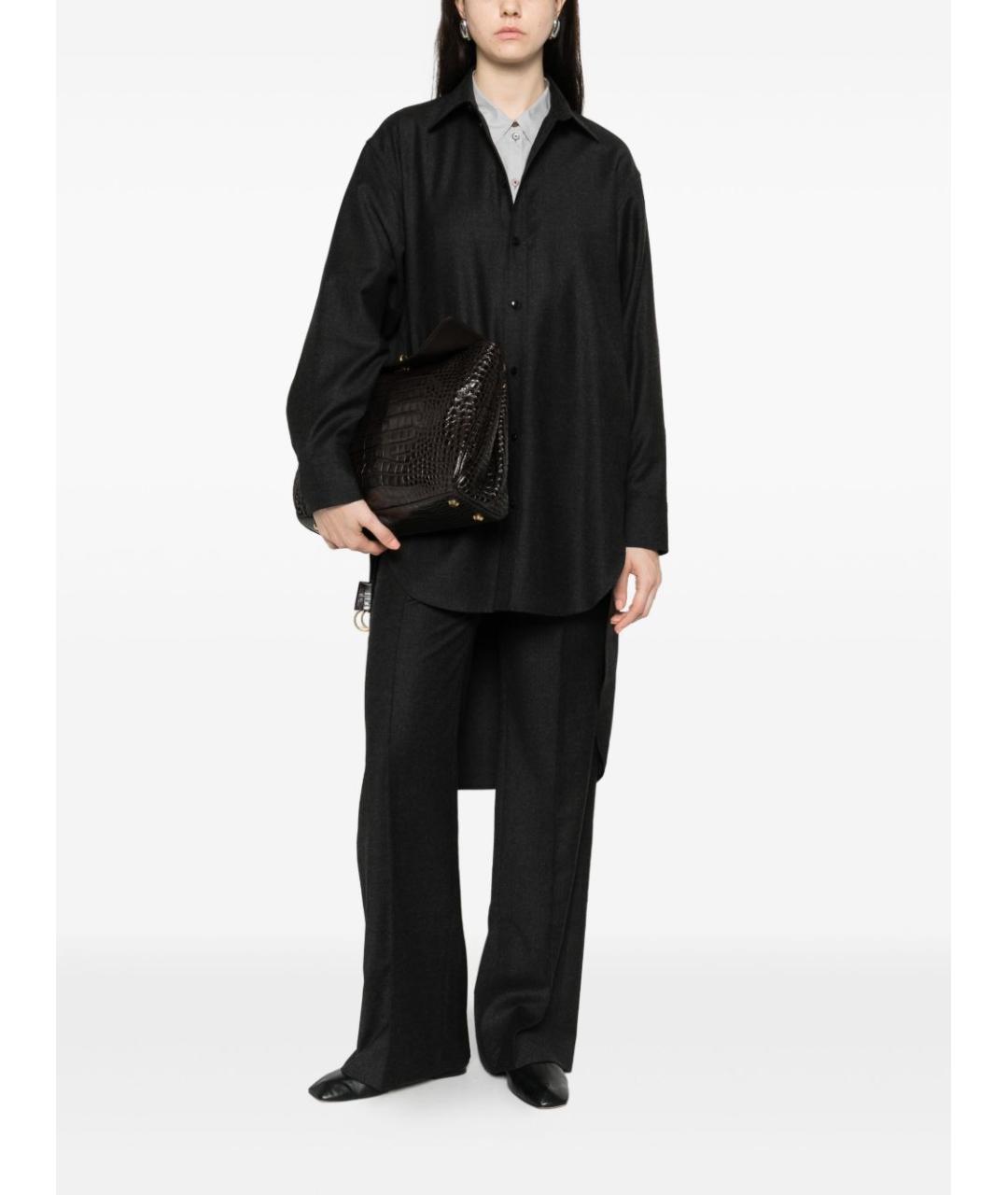 PHOEBE PHILO Антрацитовые шерстяные прямые брюки, фото 5