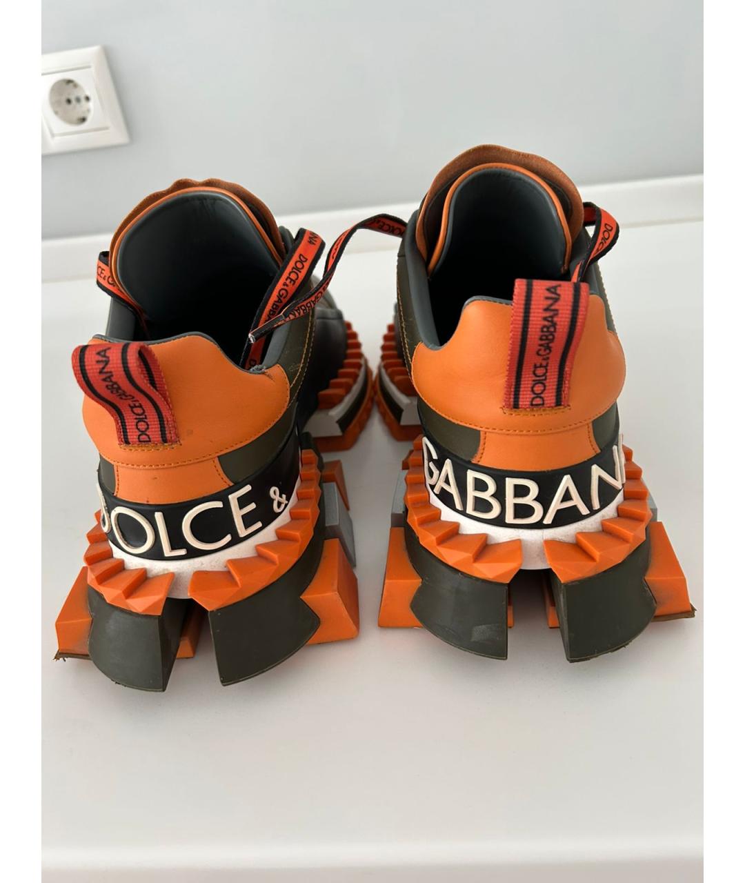 DOLCE&GABBANA Хаки кожаные низкие кроссовки / кеды, фото 4