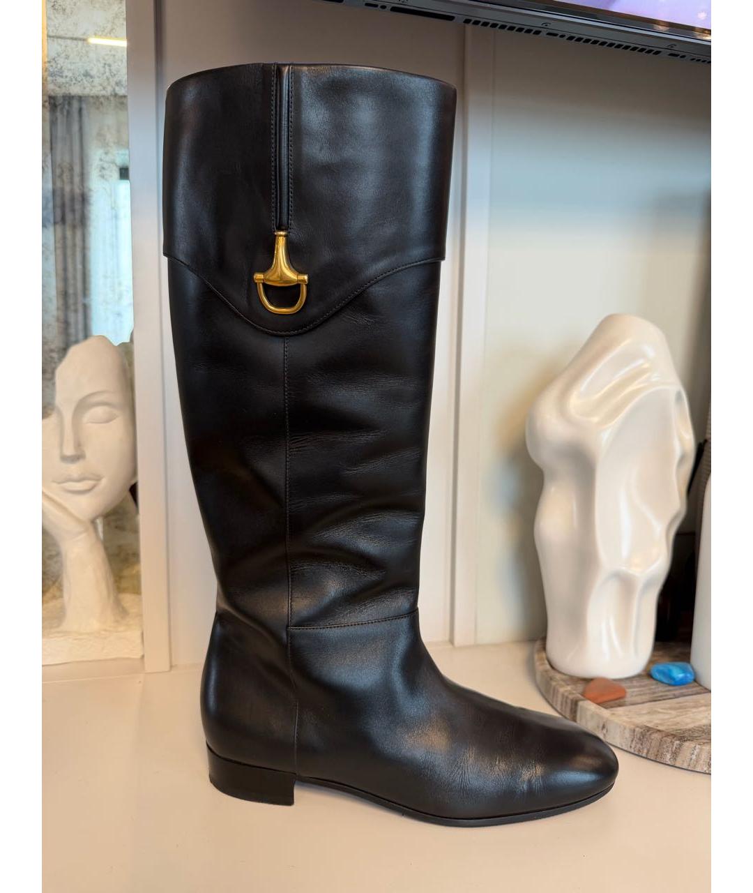 GUCCI Черные кожаные сапоги, фото 6