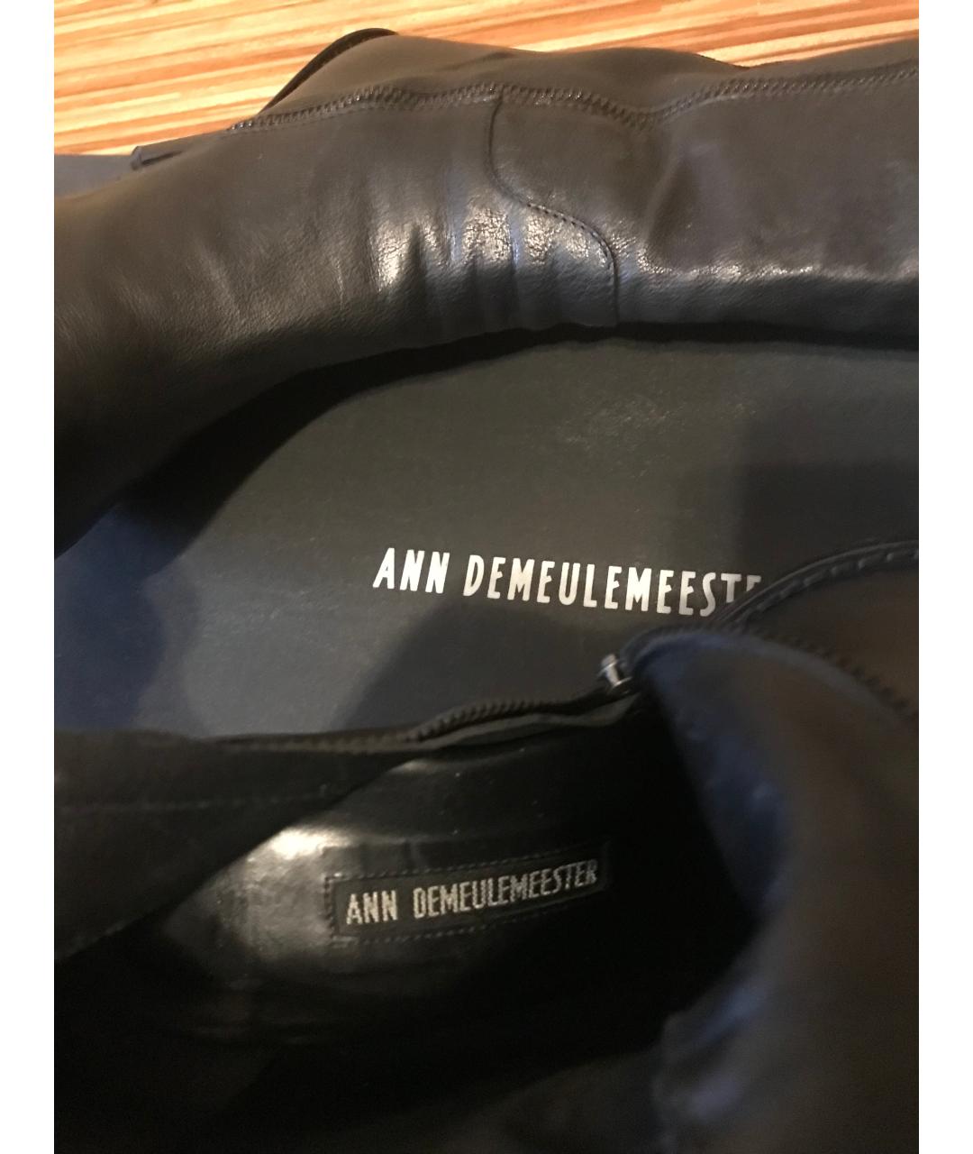 ANN DEMEULEMEESTER Черные кожаные ботфорты, фото 6