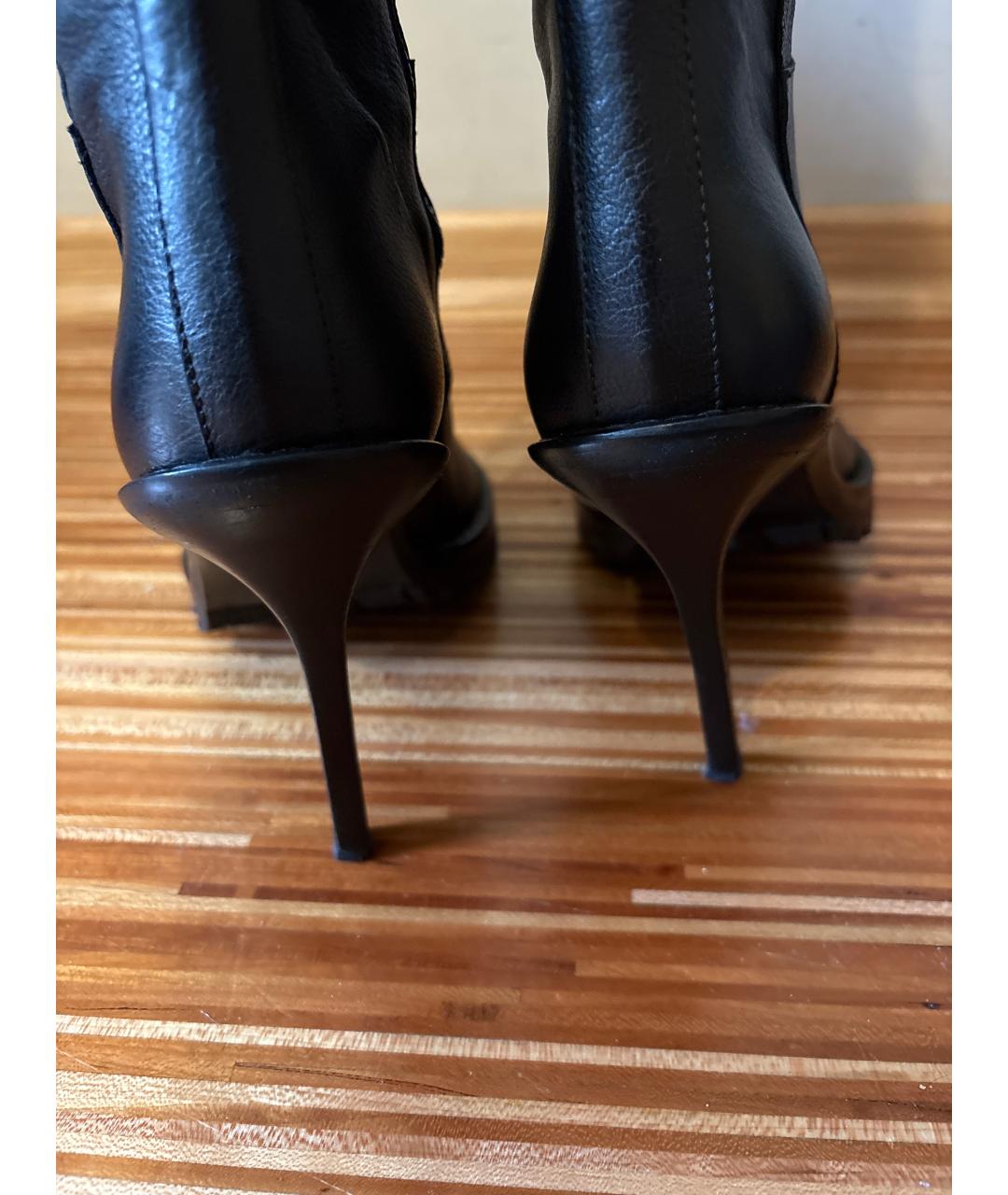 ANN DEMEULEMEESTER Черные кожаные ботфорты, фото 4
