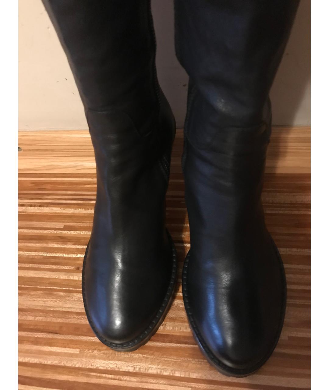 ANN DEMEULEMEESTER Черные кожаные ботфорты, фото 2
