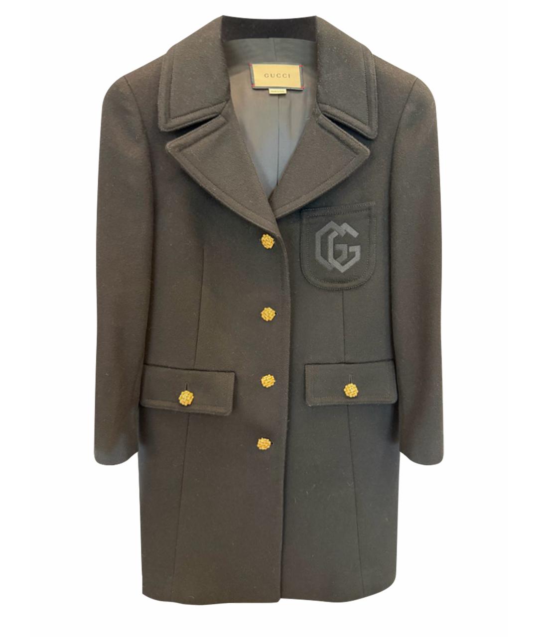 GUCCI Черное шерстяное пальто, фото 1