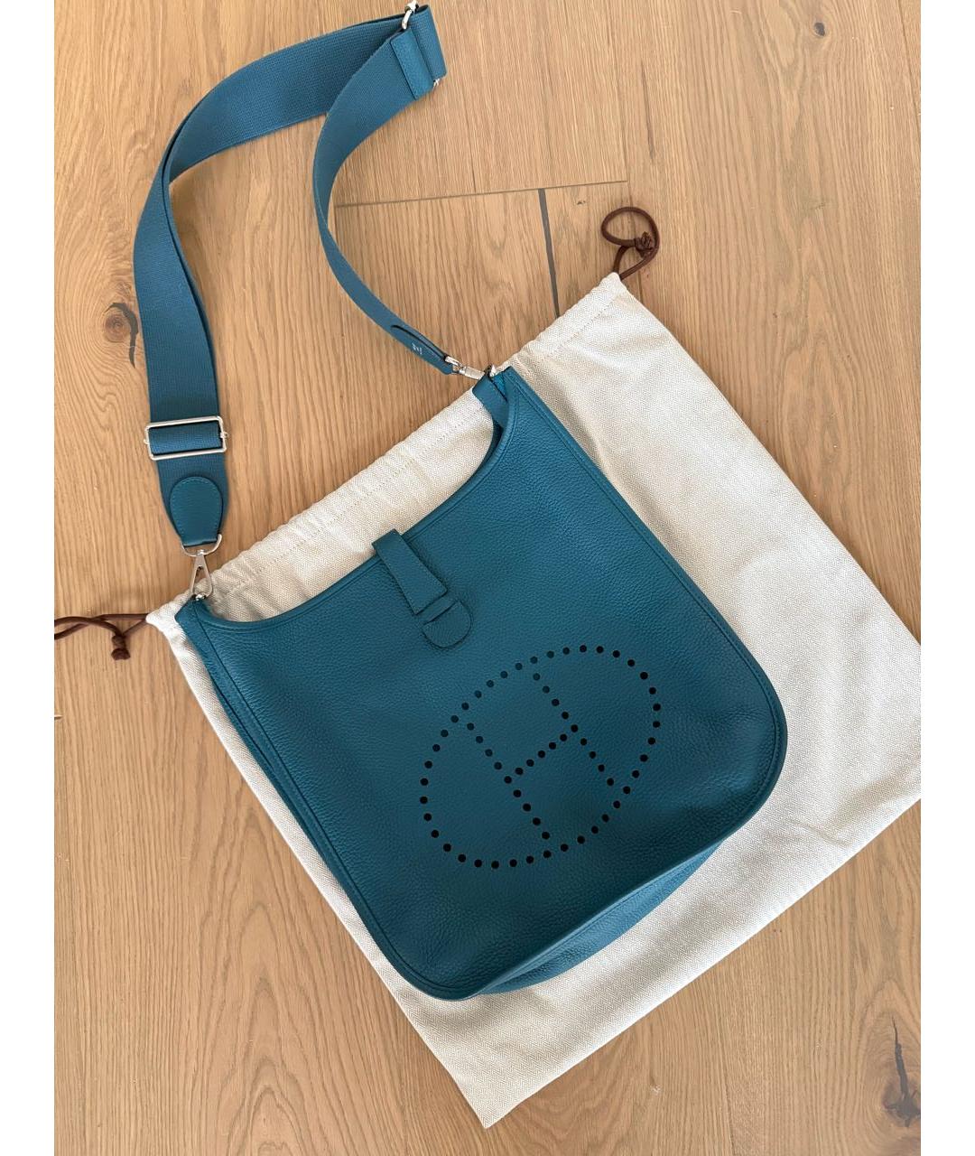 HERMES Синяя кожаная сумка через плечо, фото 8